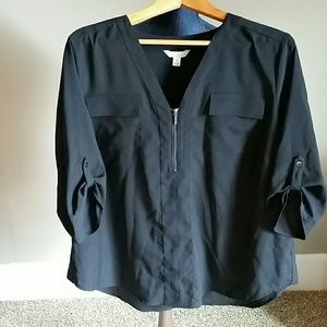 Boutique + Black shirt w/ tab sleeves